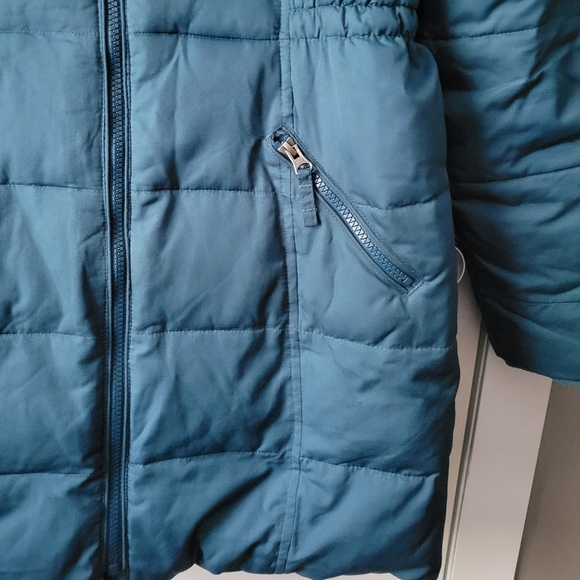 Land's End faux fur teal coat - Picture 3 of 6